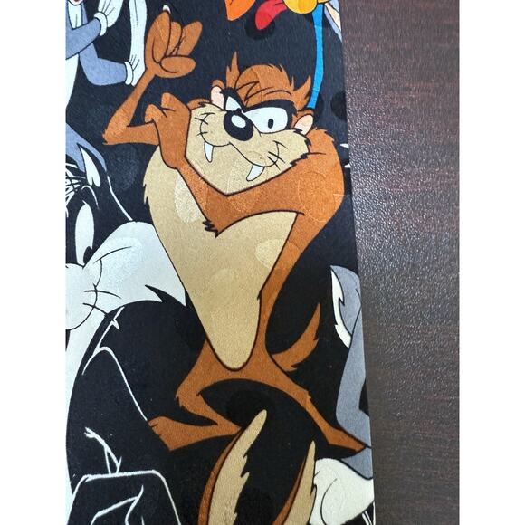 VTG Looney Tunes 1994 Silk Tie Bugs‎ Taz Sylvester Tweety Wile e Road Runner - Picture 5 of 11